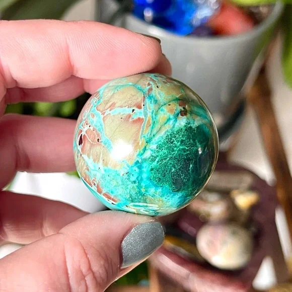 💙Chrysocolla Malachite Trauma Release Crystal Sphere💙